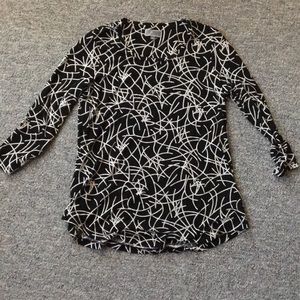 JM Collection Black and White Rayon Shirt (Size S)